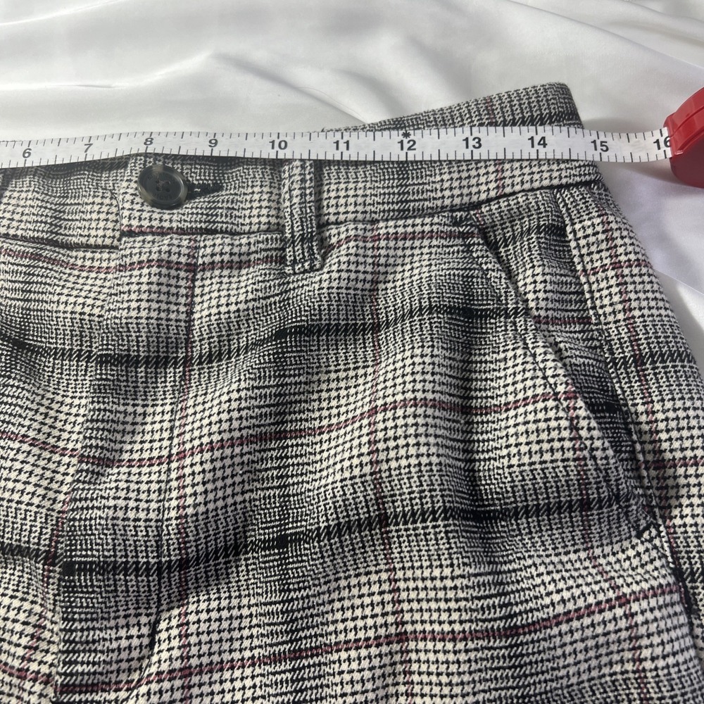 American Eagle Stretch Women's Plaid Pants Size 6 Red Black Tan Button Zip - Picture 7 of 8